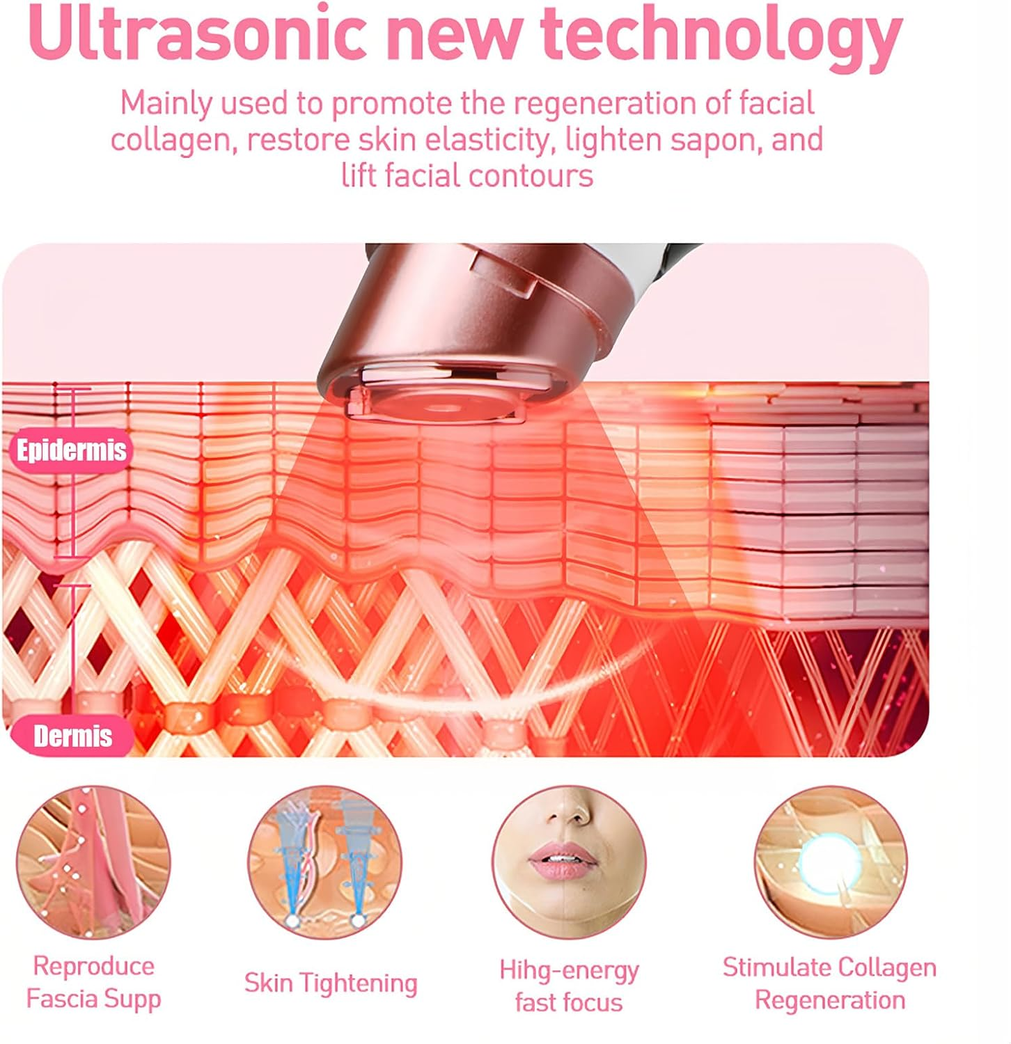 Bouzaak Mini Hifu Machine for Face, 3 in 1 Portable Anti-Aging Device with HIFU RF EMS Facial Machine, Skin Lifting & Firming for Women Neck Chin Eyes Care Home Use (White) - Black image number 6