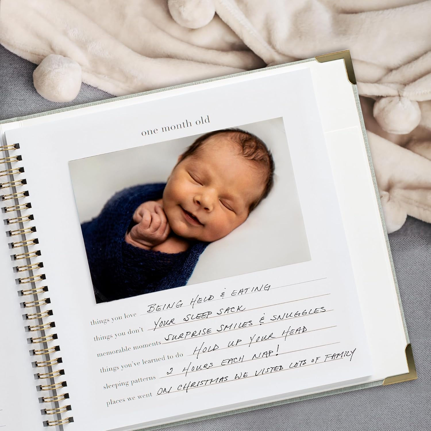 Keepsake Baby Memory Book for Boys and Girls &ndash; Timeless First 5 Year Baby Book &ndash; Gender Neutral Sage Baby Journal Scrapbook or Photo Album - a Milestone Book to Record Every Event from Birth to Age 5
