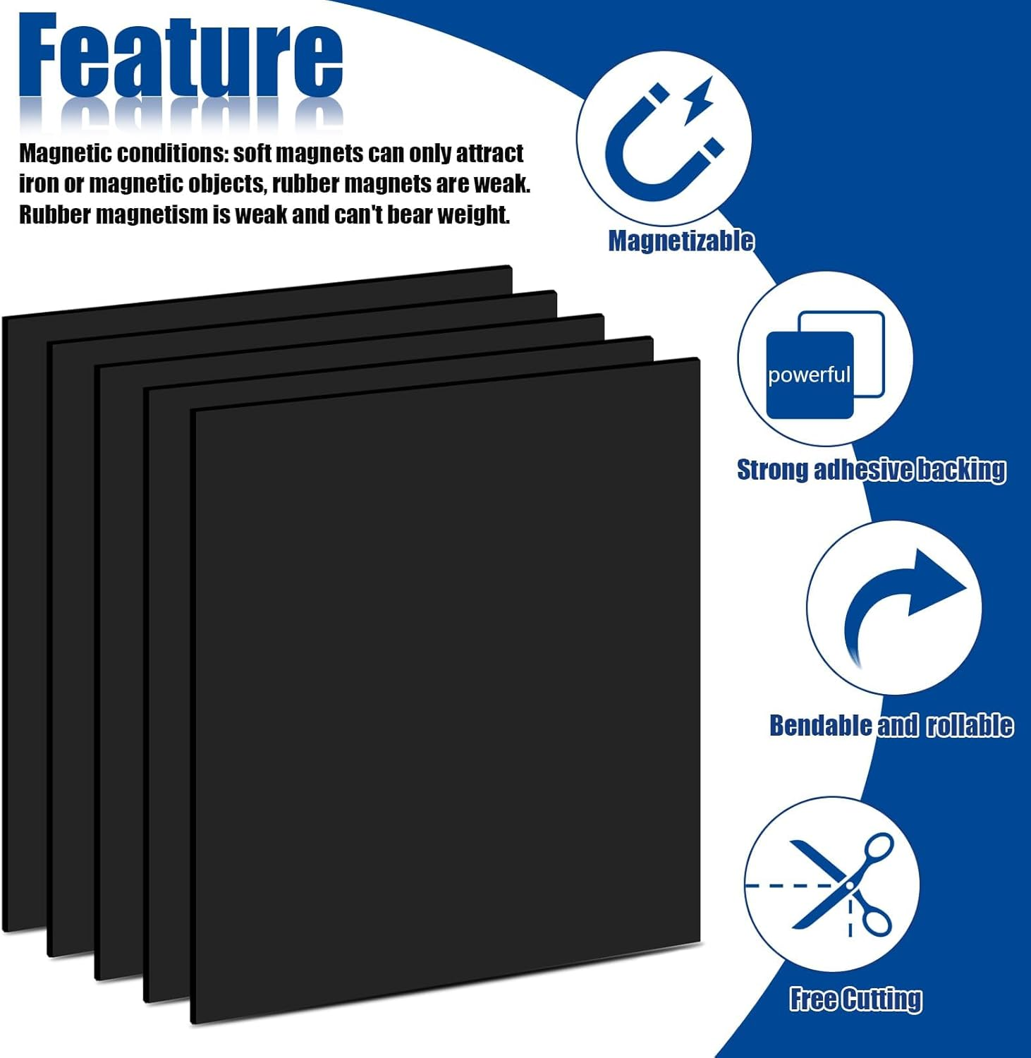Magnetic Sheets, 5 Pcs Flexible Magnet Sheets, Magnets with Adhesive Backing for DIY Picture, Photo, Craft image number 4