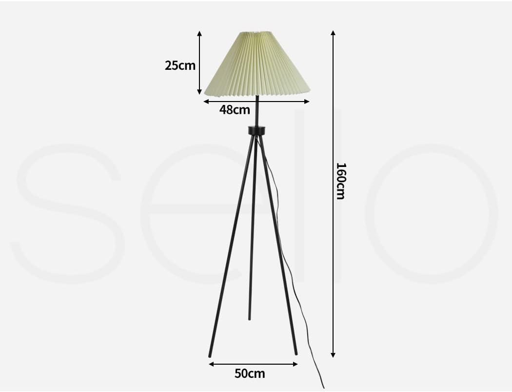 EMITTO Modern Tripod Floor Lamp Linen Fabric Lampshade Home Decor Reading Beige image number 5
