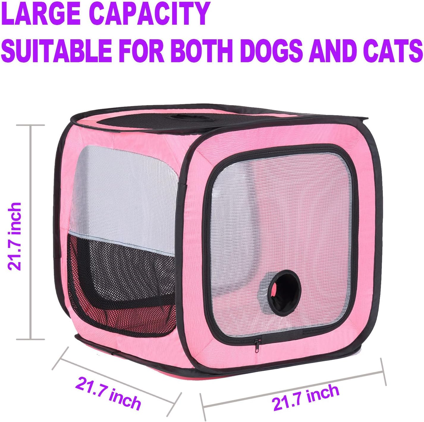 Pet Dog Cat Drying Box Waterproof Anti-Hair Flying Portable Cat Cage Kennel Portable Foldable Cat Drying Room Pet Dry Room Pet Hair Dryer Clean Grooming House Dryer Cage for Cats/Dogs. (Pink) image number 3