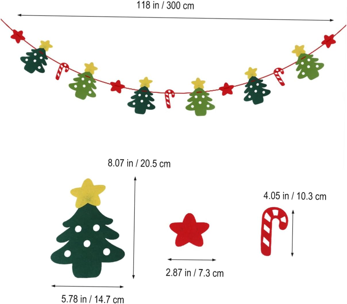 Christmas Bunting Banner Garland 3 Pack Christmas Banners Decorations Candy Cane Tree Stars Design Tear Resistant Non-Woven Fabric 3 Meters Hanging Decor for Home Holiday Party image number 1