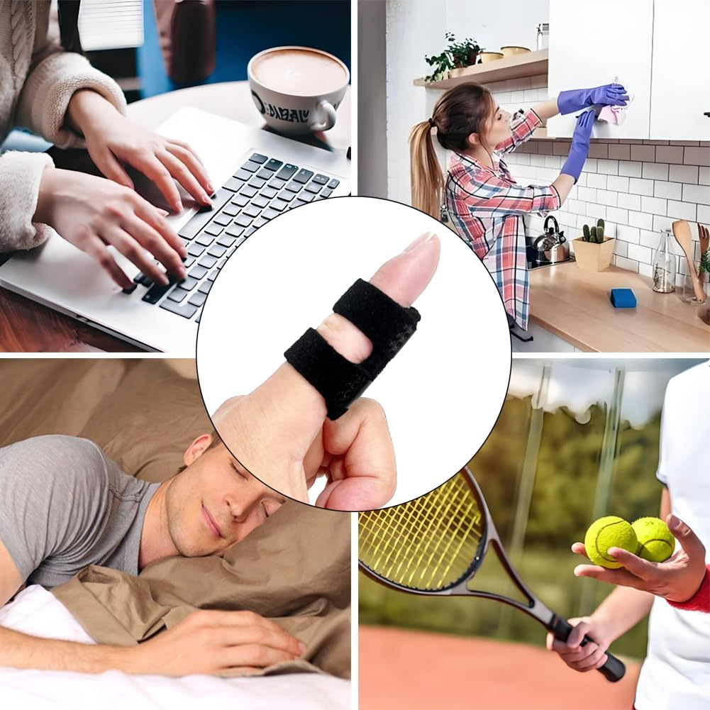 5PCS Finger Splint Set - Adjustable Mallet Finger Splint with Aluminum Strip for Broken Finger, Arthritis Support, Thumb to Little Finger Relief (Black) image number 5