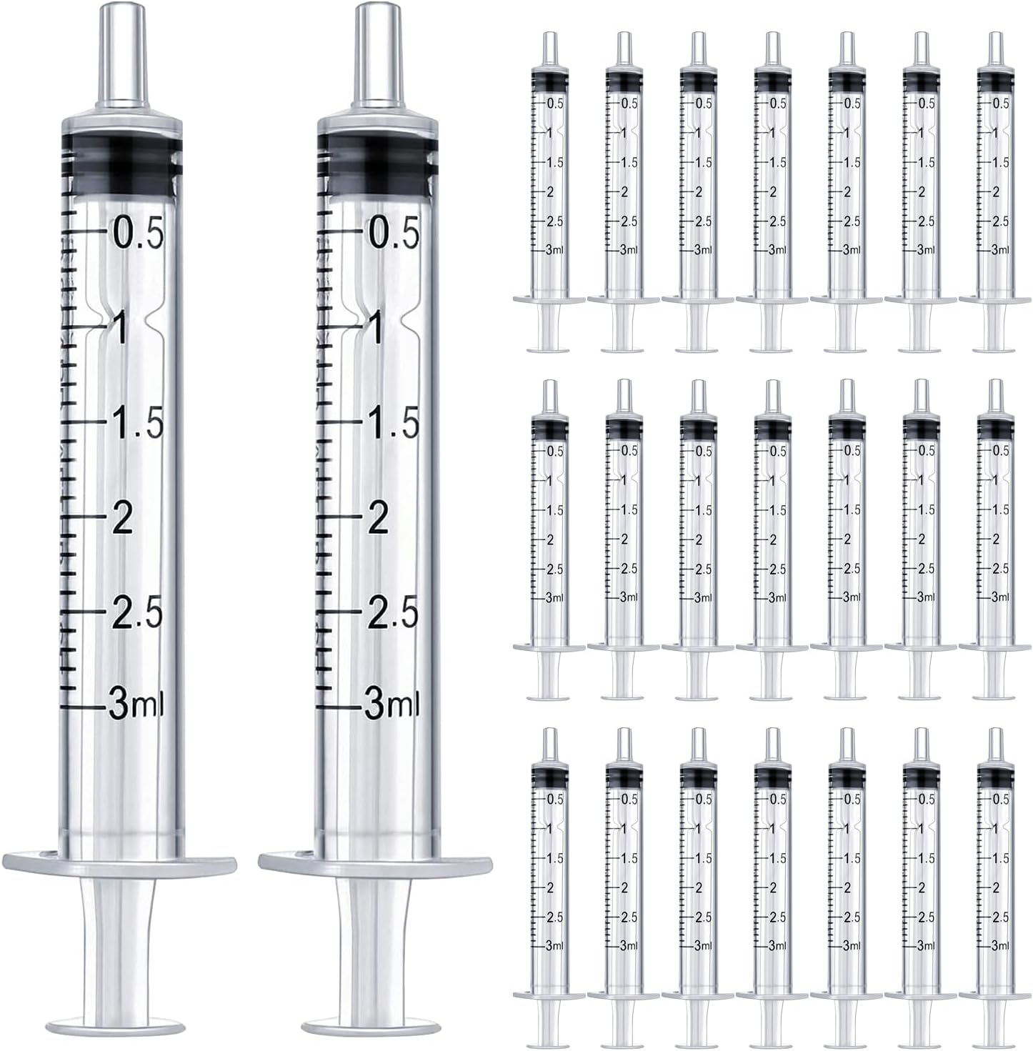50Pcs 3Ml Bulk Plastic Syringe, without Needle, Liquid Measuring Syringe Tools with Measurement for Scientific Labs, Liquid Measuring, Industrial (Individually Sealed) image number 2