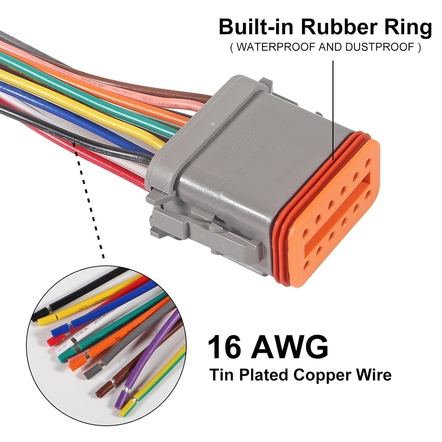 2 Pair 12 Pin Connector Wiring 12 Wire Way Waterproof Automotive Electrical Connector 16 AWG Male Female Plug Wiring Harness for Car Truck Boat