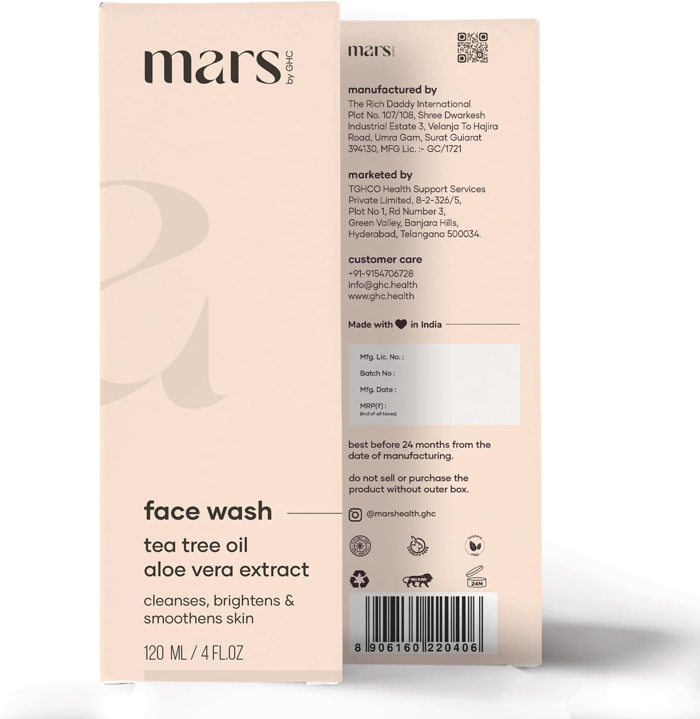 Mars by GHC Tea Tree Foaming Face Wash with Built-In Face Brush, Hydrates Skin, Acne & Oil Control, Deep Cleansing, Nourishing & Moisturising Wash | Chemical Free (120 Ml - Pack of 1) image number 4