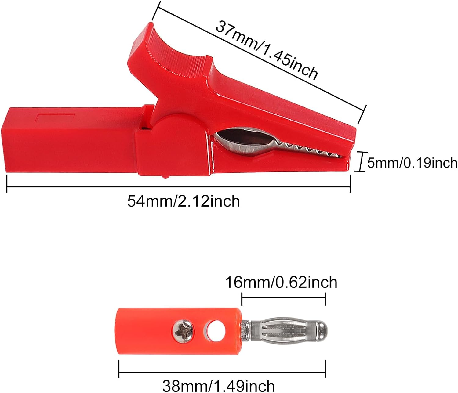 2 Pairs Full Insulated Crocodile Clips with 4Mm Socket Banana Jack Copper Test Clamp Wire Clip Alligator Clips 30A with 4Mm Banana Plugs for Car,Electrical Testing image number 4