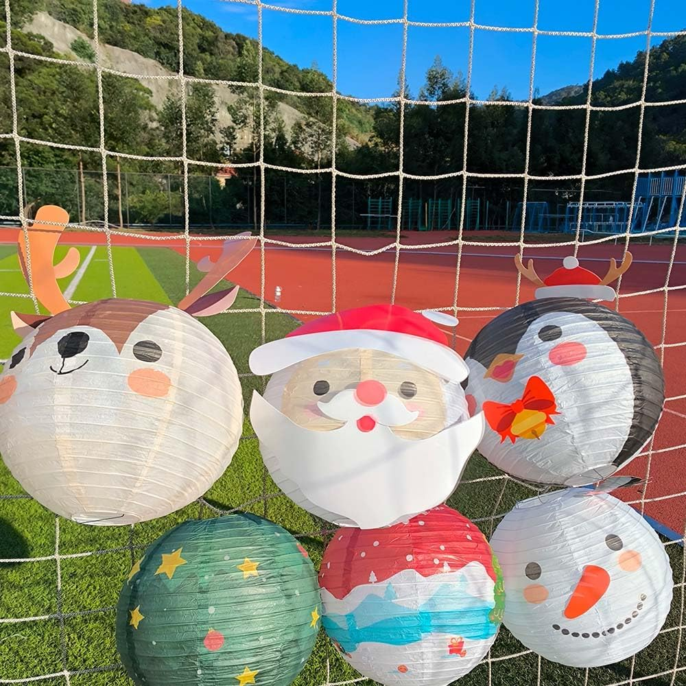 ANJOGIFT 6 Pcs Christmas Hanging Paper Lantern Set Santa Snowman Elk Penguin Lanterns Xmas Party Supplies Home and Birthday Graduation Christmas Decoration Products