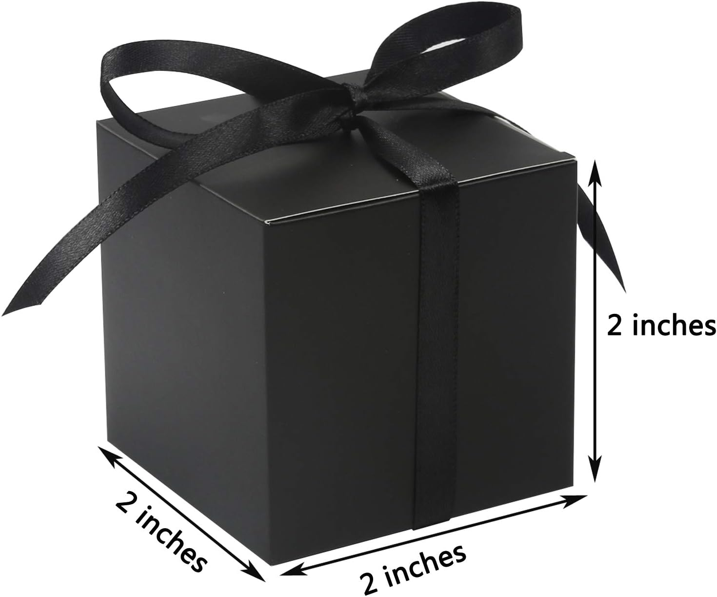 COTOPHER 60Pcs Small Gift Boxes, Favor Boxes 2X2X2 Inches Paper Gift Boxes with Ribbons Candy Box for Wedding Favors Baby Shower Bridal Shower Birthday Party (Black) image number 5