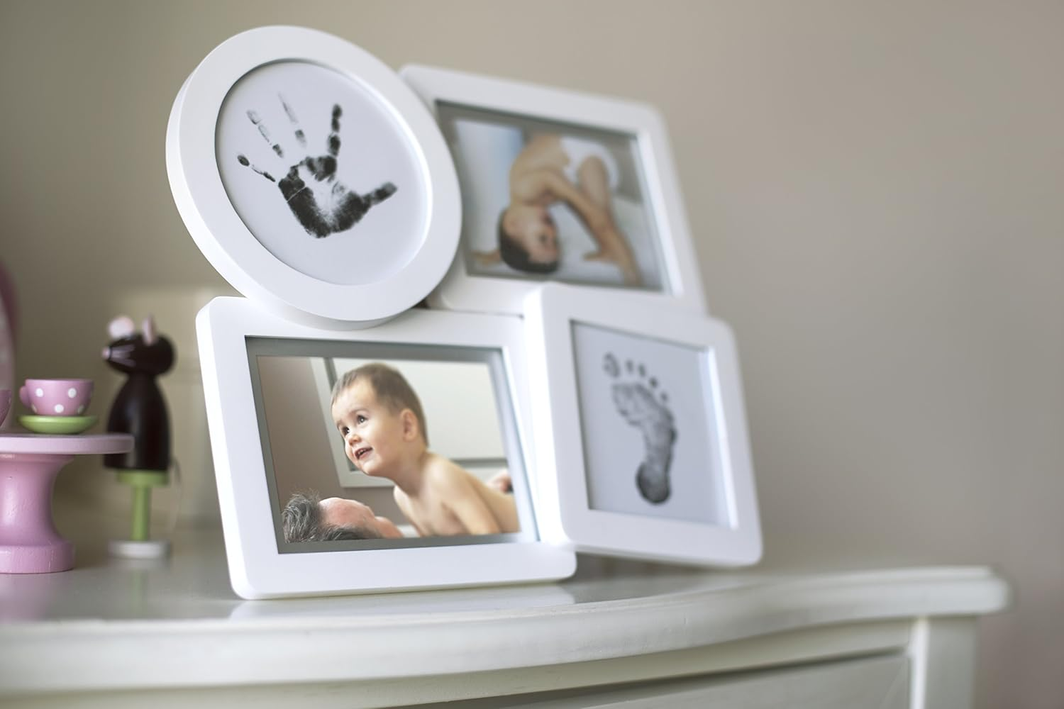 Pearhead Babyprints Newborn Collage Frame with "Clean-Touch" Ink Pad Included, Newborn Baby Registry Must Haves, White image number 5
