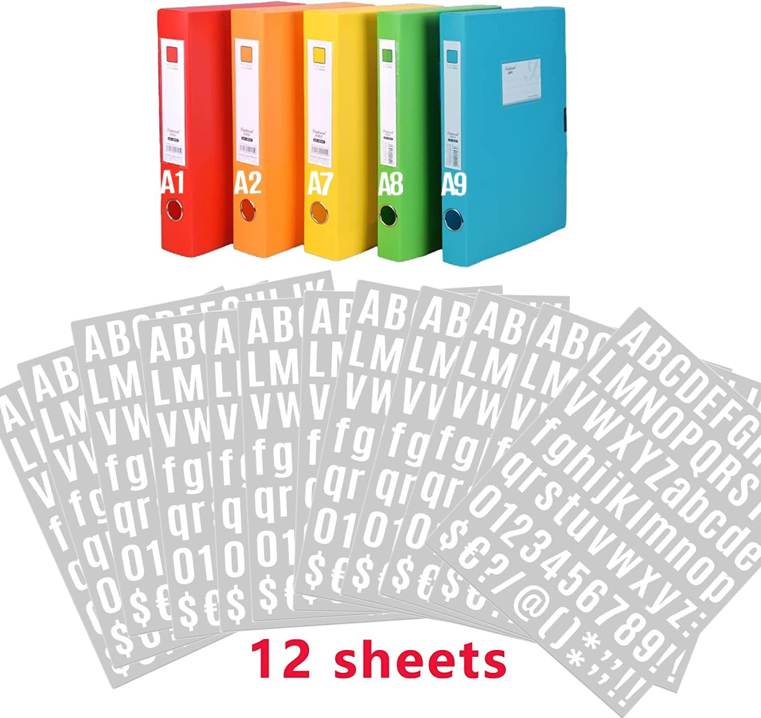 12 Sheets Vinyl Letter Stickers, Betterjonny White Self-Adhesive Letters Numbers Stickers 1In Alphabet Letter Stickers Kit for Mailbox, Signs, Window, Door, Cars, Home, Business, Address Number