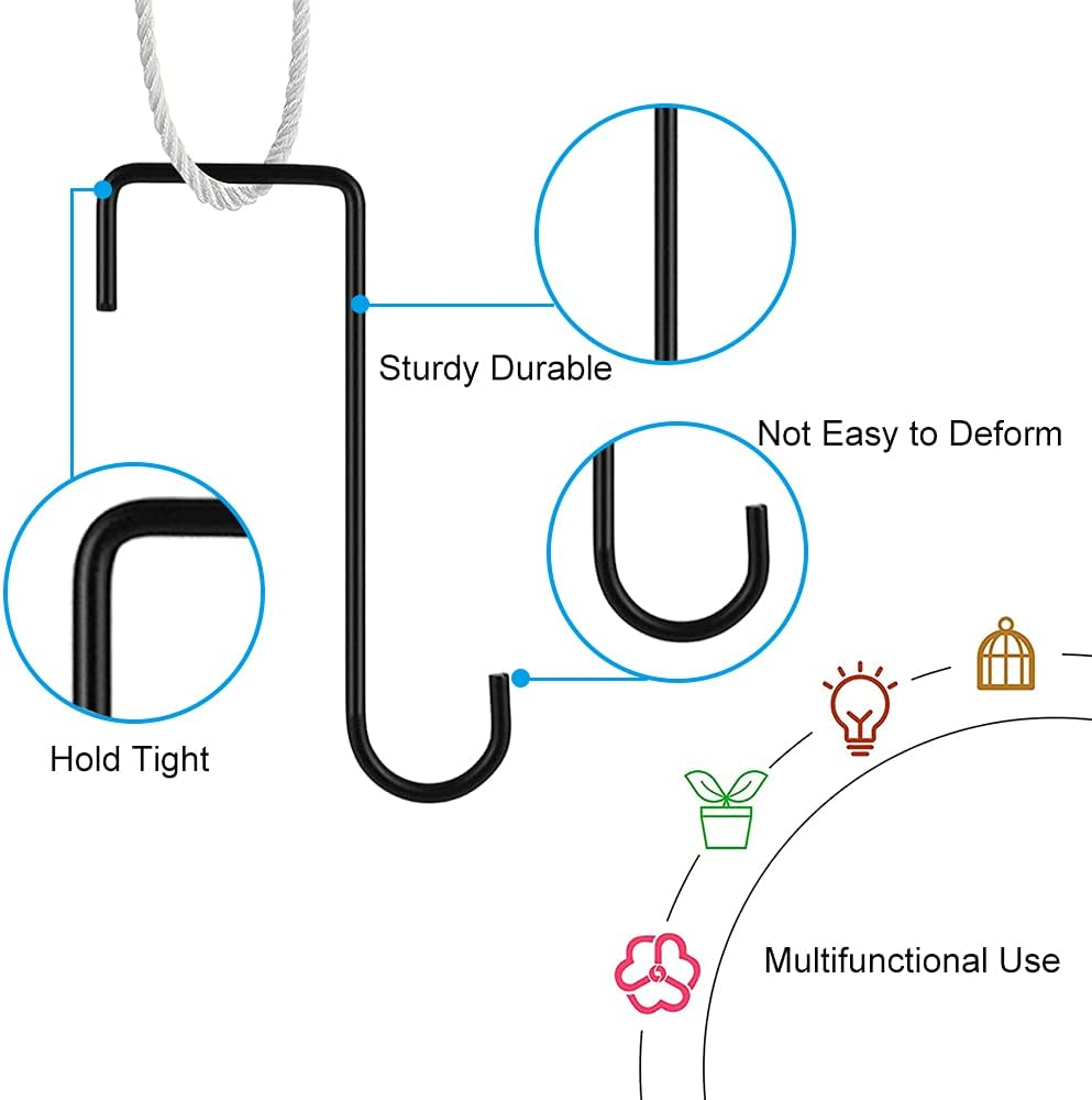 8Pcs Fence Hooks, 6/8 Inch Stainless Steel Hanging Basket Bracket Heavy Duty Iron Garden Hanging Brackets Hooks for Bird Feeders, Fences, Indoor & Outdoor Hanging (6 Inches)