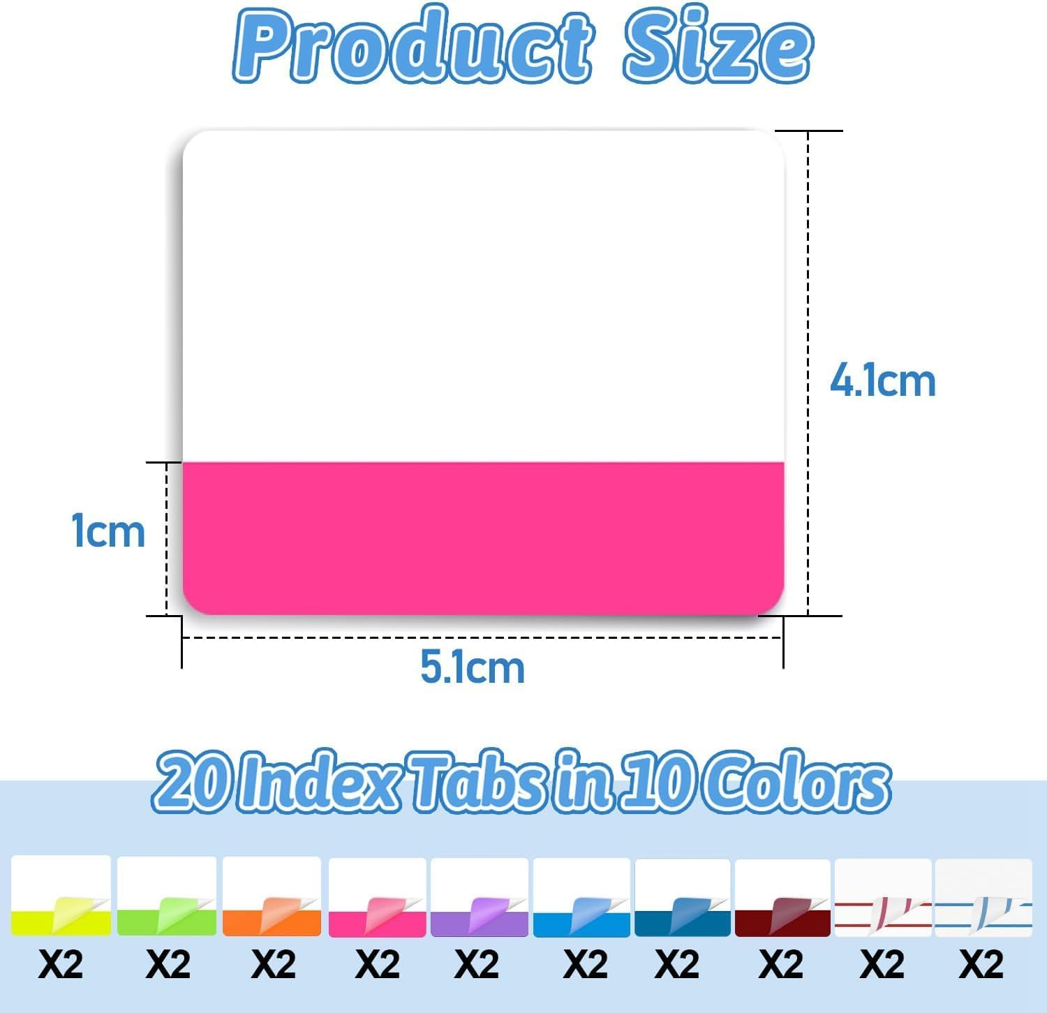 Sticky Notes Tabs 400 Pieces Page Markers Tab, 10 Colours Adhesive Strips Tabs 5.1X4.1 Cm Repositionable Reading Index Tags Self-Adhesive Tape Flags for Books, Binders, Notebook and File Folders - Multicolor image number 3