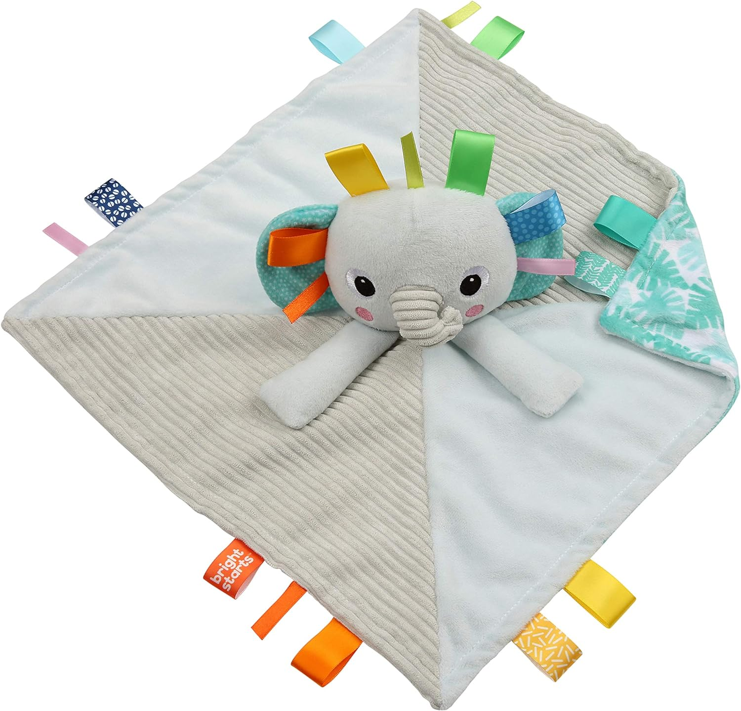 Bright Starts Cuddle 'N Tags 2-Sided Lovie Soothing Blanket, Elephant, Newborn + image number 5