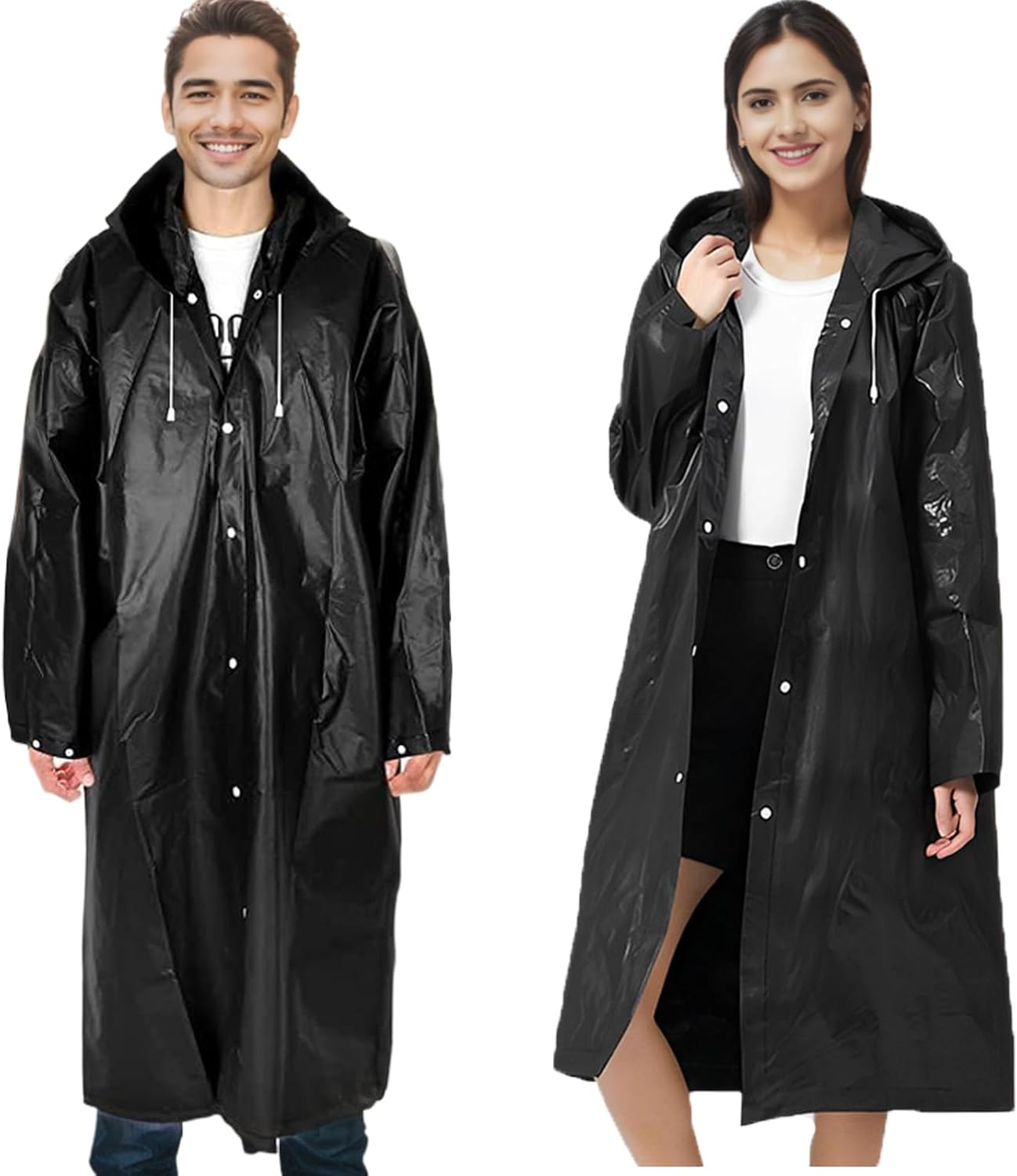 2 Pack Reusable Raincoats for Adults Kids,Eva Rain Poncho Lightweight Rain Coat Waterproof Rain Coats Gear Rain Ponchos with Hood for Men and Women,Easy Fold Raincoat