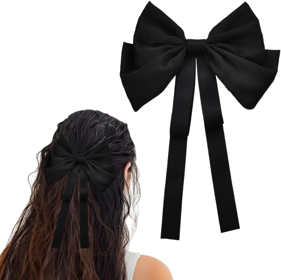 Big Black Hair Bow Clips for Women Girls Bow Knot Hair Clips Barrette for Girls Bowknot Hair Clip for Women Girls Bow Hair Decorations for Party Prom Canival image number 4
