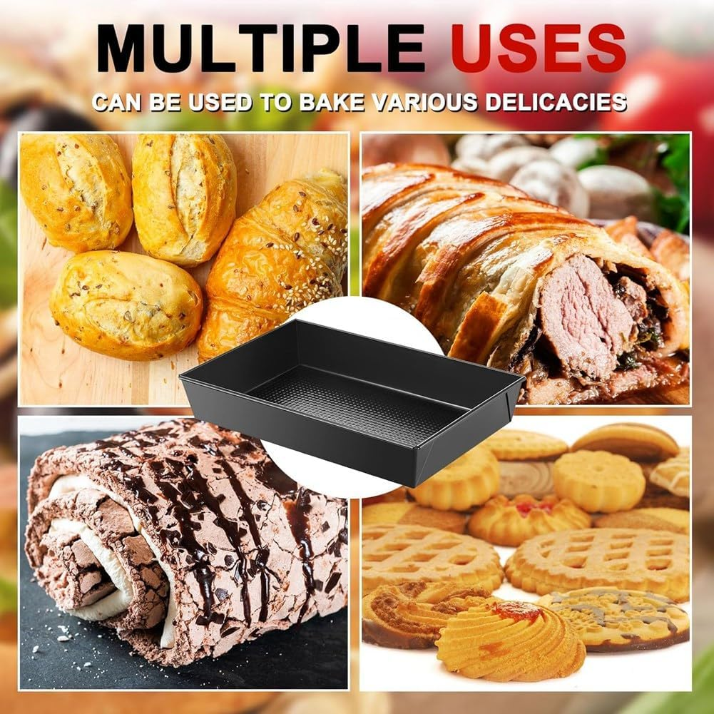 Ysyaxsyt 3 Pack of Detroit Style Hard Rectangular Non-Stick Pizza Pans Dish Pre-Seasoned Bakeware image number 2