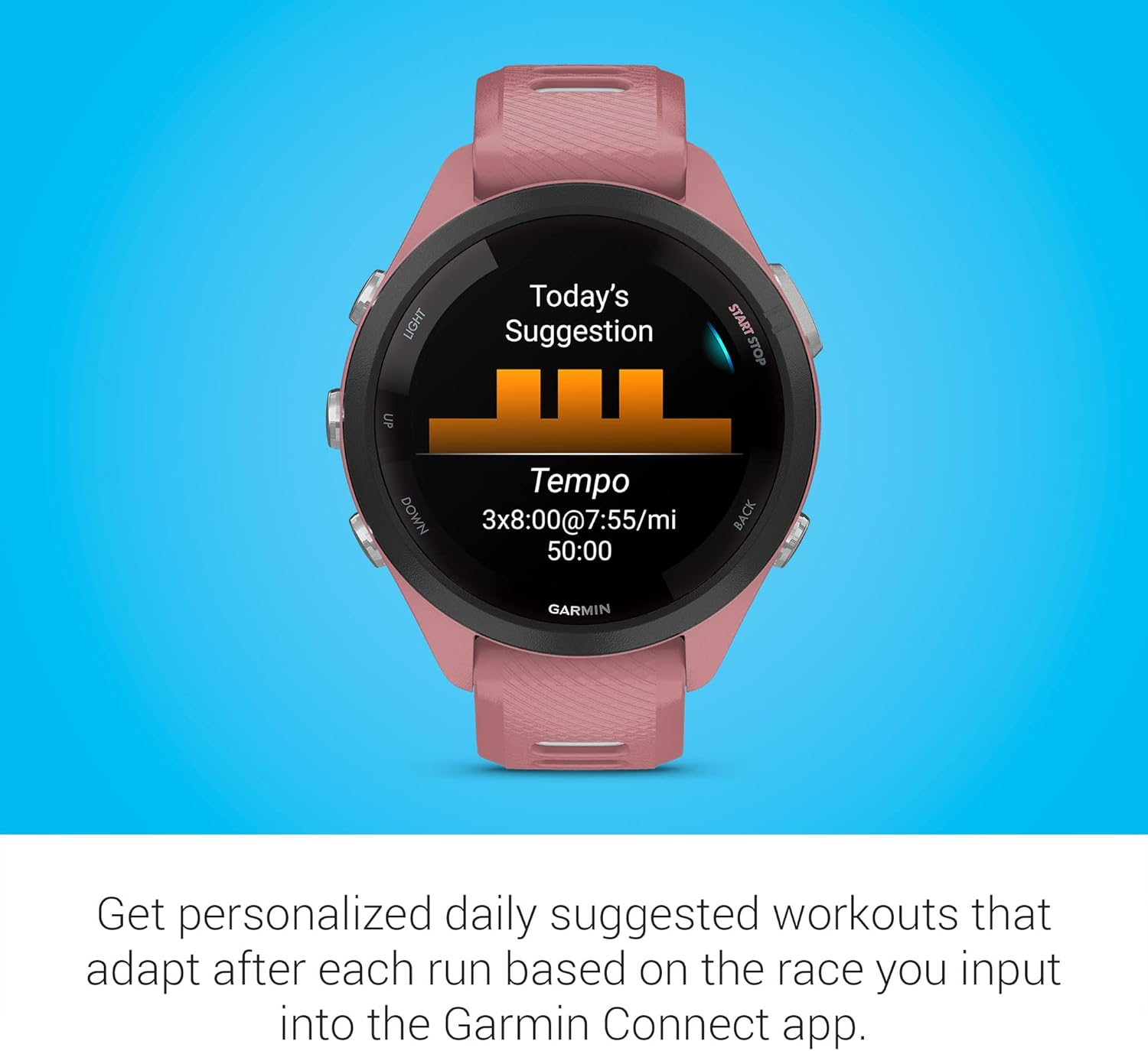 Garmin Forerunner 265S Running Smartwatch for Unisex, Size 42 Mm, Light Pink/Powder Grey image number 2