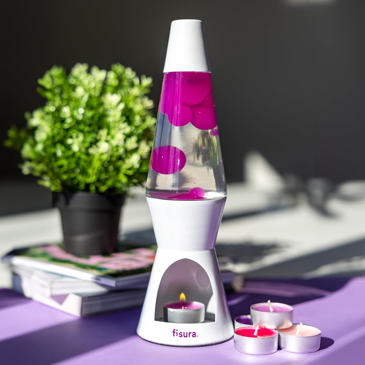 FISURA Lava Lamp with Candle - No Electricity Required, Pink and White, Environmentally Friendly. Original Gift, 29 Cm X 8.5 Cm (Candle Not Included) image number 4