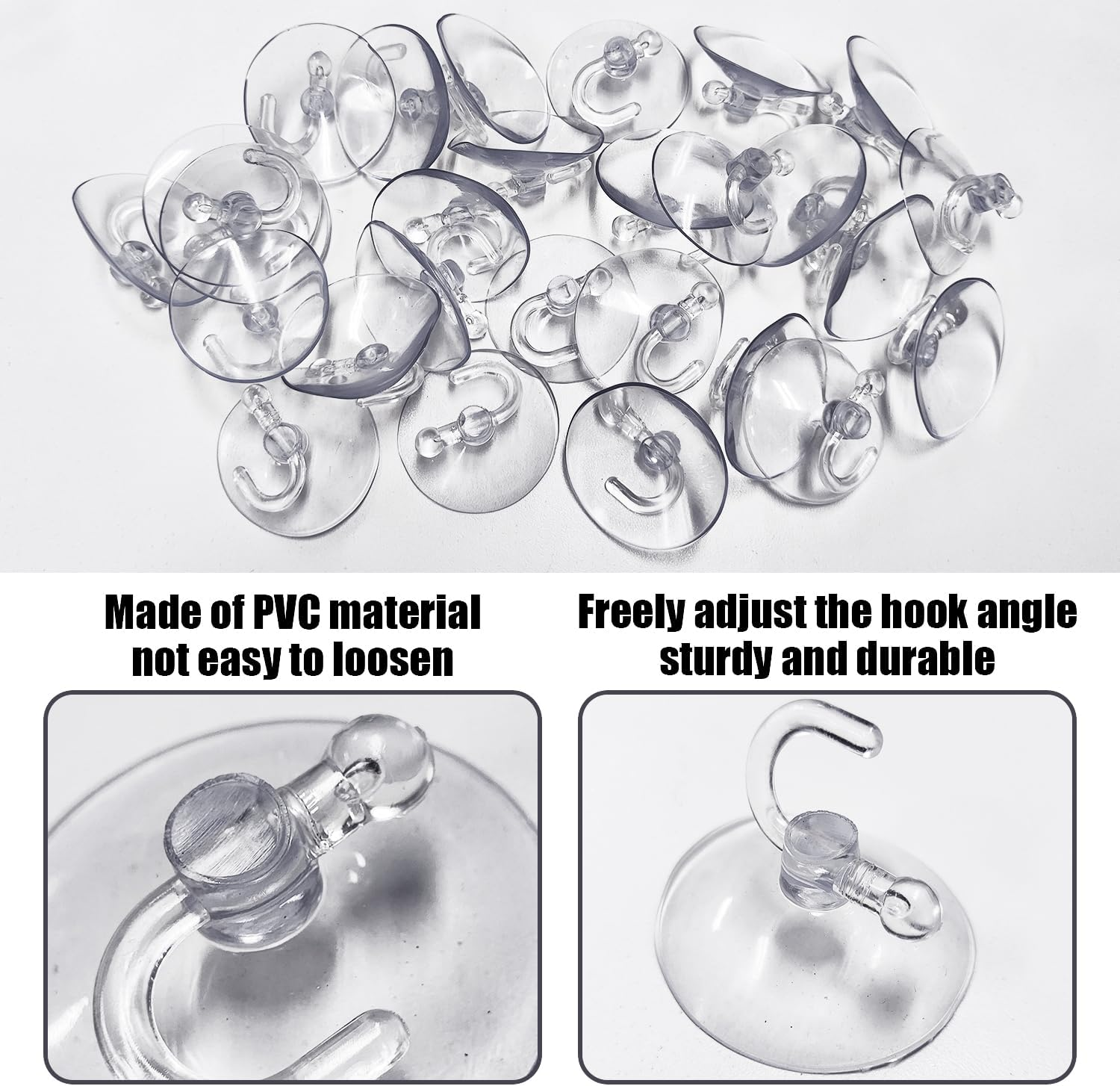 SLEEKEE 40 Transparent Suction Cup Hooks with 4 Cm Diameter and 1 Storage Bag - Ideal for Hanging Bathroom and Kitchen Utensils image number 3