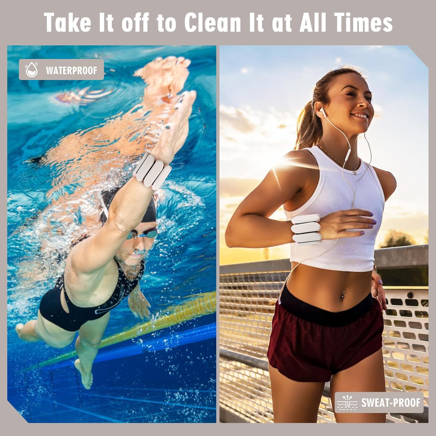 Wrist Weights - 1 Pair (1 Lb Each) | Adjustable Wearable Wrist Ankle Weights, Silicone Wrist Bangles Leg and Arm Weights for Women | Yoga, Dance, Pilates, Swimming, Walking and Gym - Black image number 6