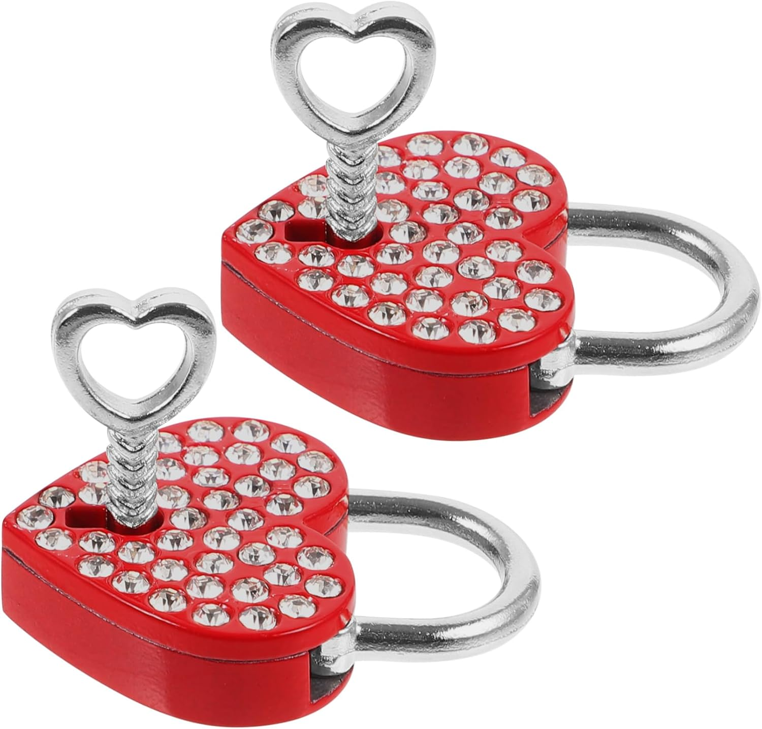 WHAMVOX 2Sets Heart Shaped Lock Keys Locks Small Padlock Couple Travel Padlocks for Luggage Suitcase and Backpack Locking image number 1