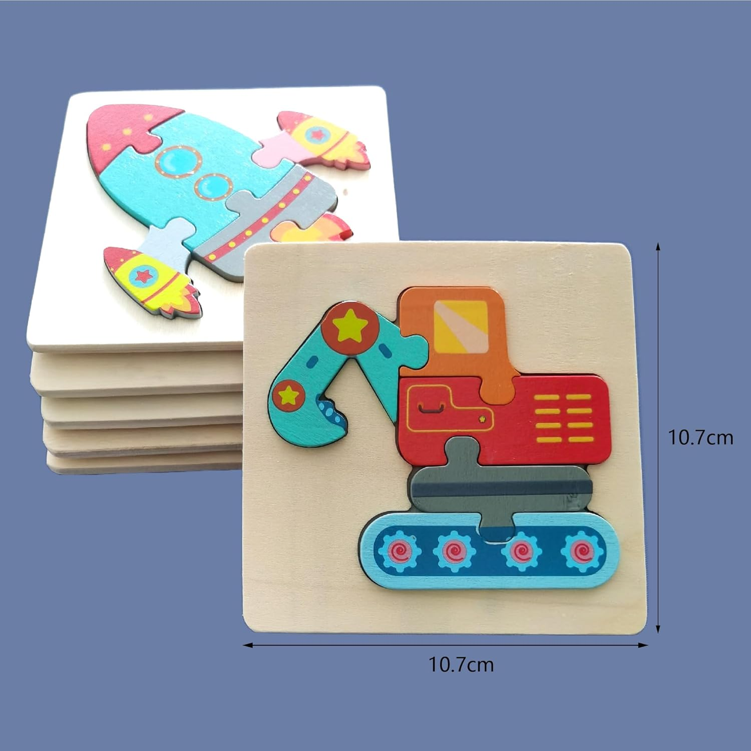 Toddler Puzzles, Set of 6, Wooden Jigsaw Puzzles for 1 2 3 Year Old Baby Boys or Girls,Toddlers Gifts, Preschool Learning Educational Toys [ Colors & Shapes Cognitive Skill ] image number 4