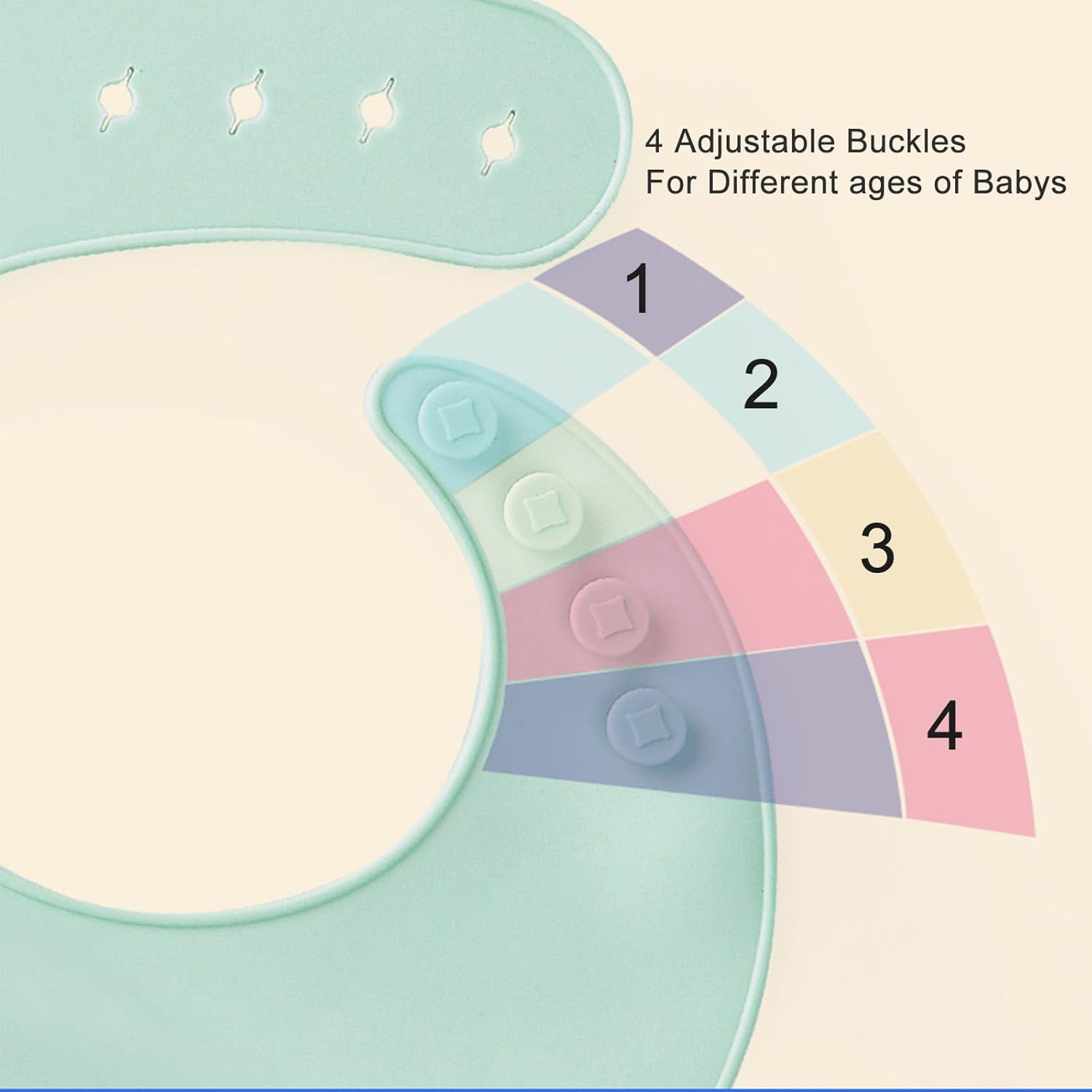 Beleeb 3PCS Lightweight Silicone Baby Bibs for Babies & Toddlers, Waterproof Baby Feeding Set with Deep Catcher Pocket, 4 Adjustable Height, Soft, Washable