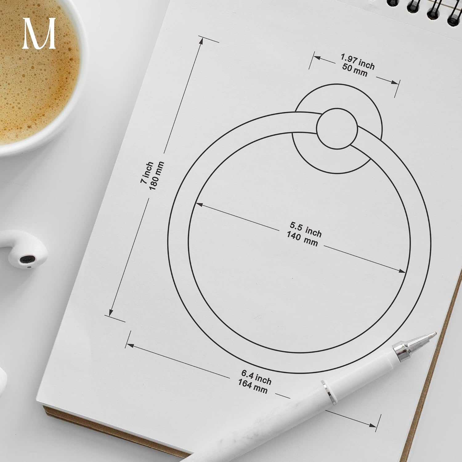 Marmolux Acc Stainless Steel Brushed Wall Mount Bathroom Hardware Accessories Set, Including Bath Towel Bar, Towel Ring/Hand Towel Holder, Toilet Paper Holder, Robe Hook, Polished Chrome image number 3