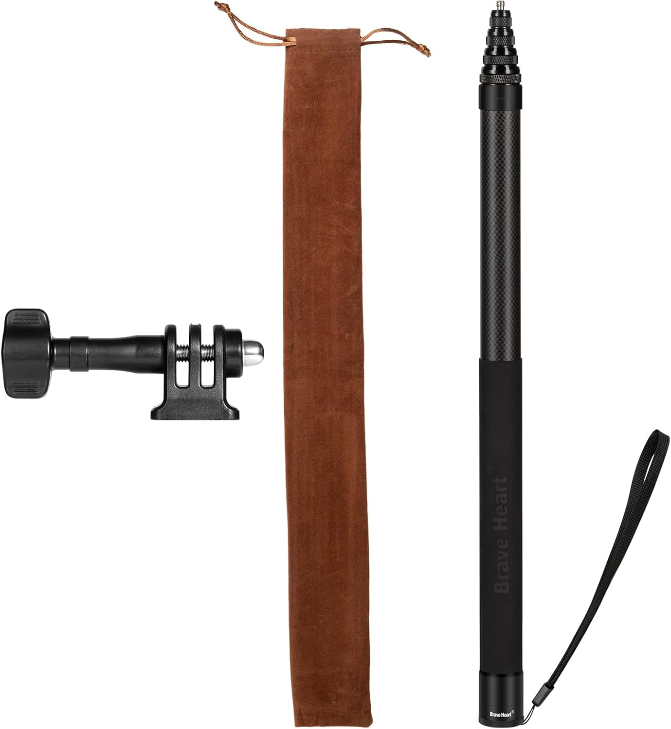 Invisible Carbon Fiber Selfie Stick for Insta360 ONE X5 X4 X3 X2/ONE RS/ONE R/ONE X Accessories Extended Pole for DJI Osmo 360 Panoramic Camera Accessories 3M Black image number 3