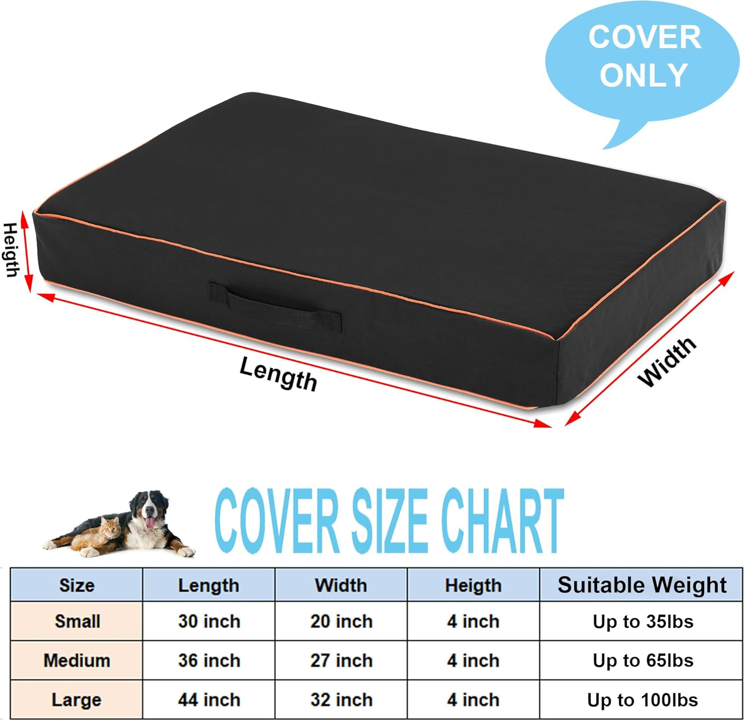 Leberna Waterproof Dog Bed Cover Washable, Heavy Duty Durable Oxford Universal Pet Dog Bed Replacement Protector Cover image number 5
