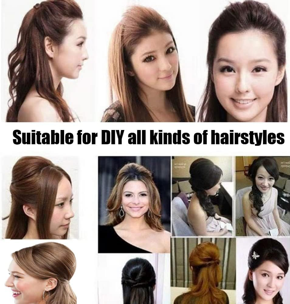 Hair Bun Invisible False Hair Clips, 4Pcs Women Volume Bump Inserts Bun False Clip, Invisible Hair Clip Bump It up Volume Hair Base Women Bump Fluffy Pad image number 4
