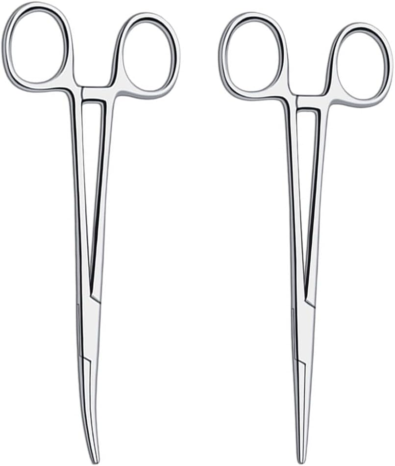 AIMALL 14Cm Pet Grooming Ear Hair Puller, Curved Locking Tweezer Hemostat Forceps, Stainless Steel Tool for Dogs and Cats