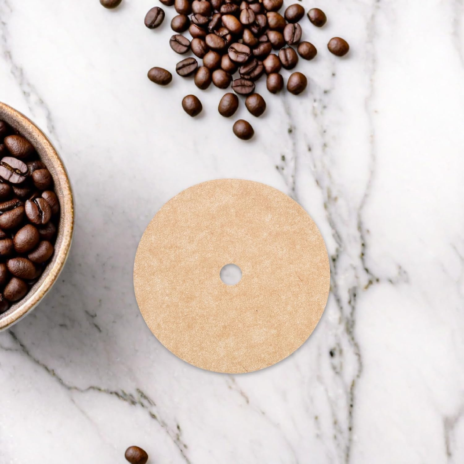 TEHAUX 200Pcs round Coffee Paper Filters for Drip Coffee Maker, Espresso Machine Accessories for Espresso Precise Brewing Khaki image number 6