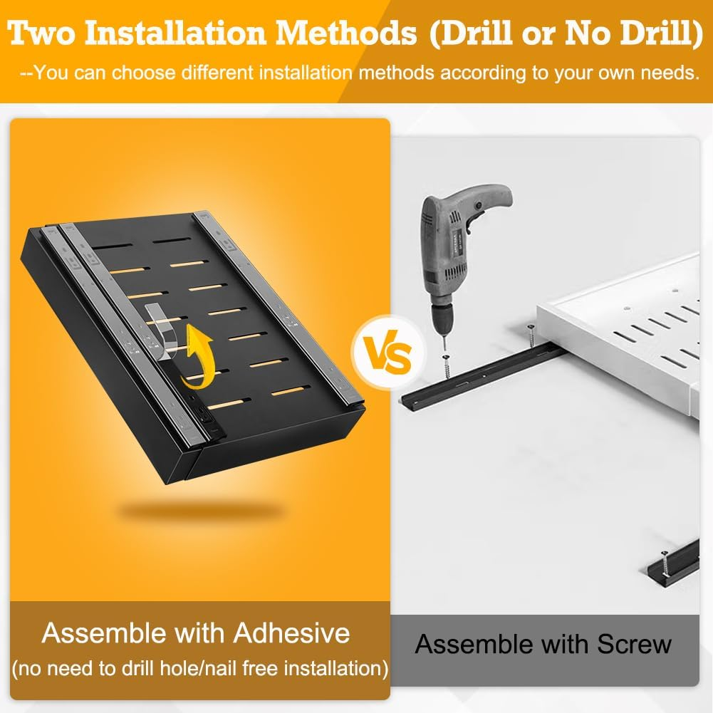 2 Pack Pull Out Cabinet Organizer, Expandable (12.6-18.9In) Pull Out Drawers for Cabinets with Adhesive Slide Out Drawers for Kitchen Pantry Bathroom Home Storage, Black image number 1