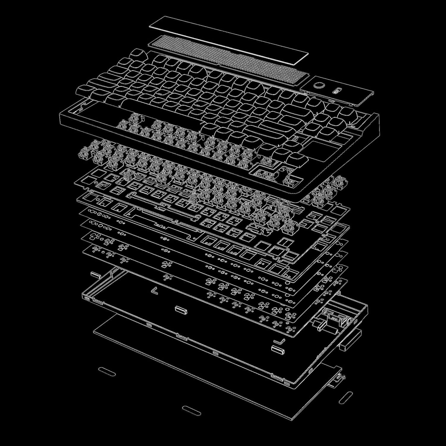 EPOMAKER Dynatab 75X Wireless Gaming Keyboard with Custom Dot-Matrix RGB LED Screen, Hot Swap Gasket-Mounted Mechanical Keyboard, Bluetooth/2.4G/Usb-C Custom Keyboard (White, Flamingo Switch) image number 2