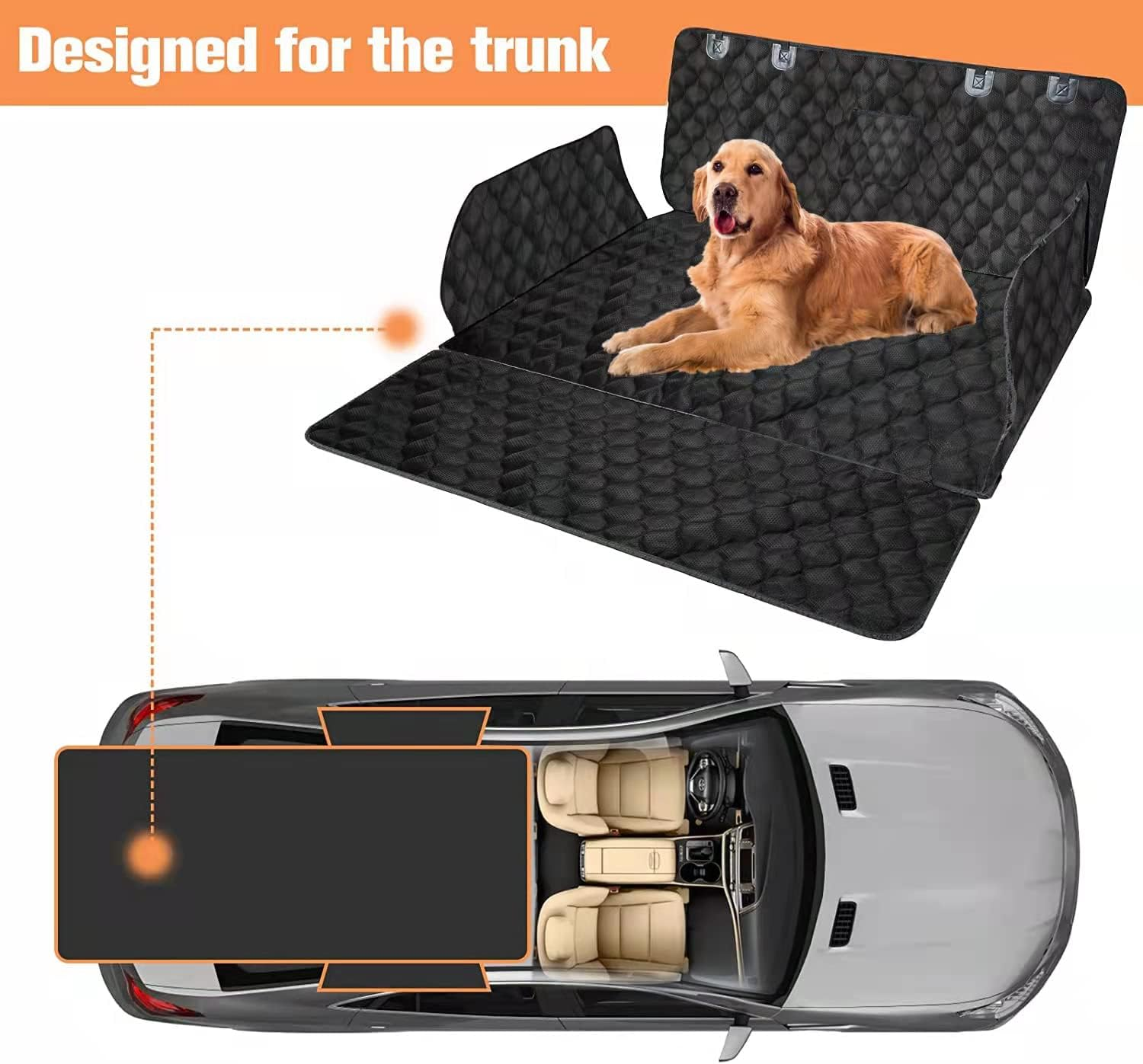 PETICON SUV Cargo Liner for Dogs, Waterproof Pet Cargo Cover Dog Seat Mat for Suvs Sedans Vans with Bumper Flap Protector, Non-Slip, Large Size Universal Fit, Black image number 4