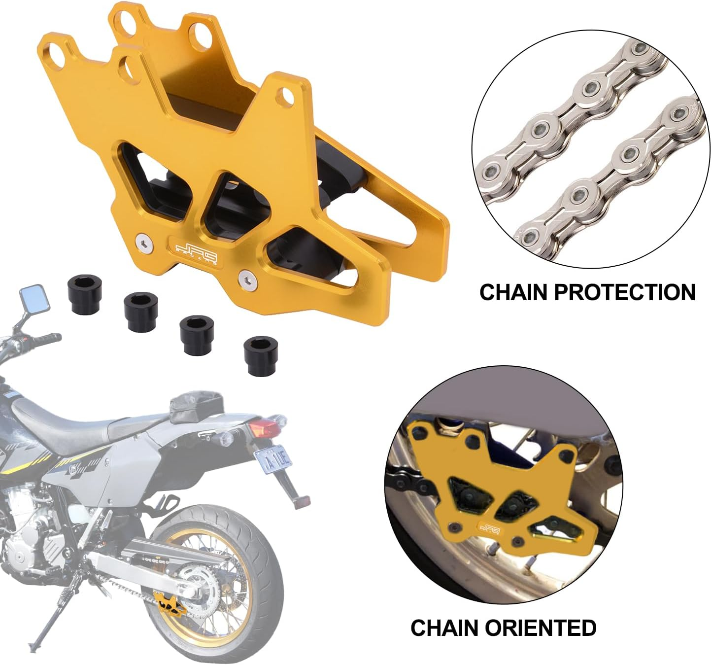 Anxin Motorcycle Chain Guide Guard Protection CNC for DRZ400 DRZ400E DRZ400S DRZ400SM DRZ250 RM125 RM250 RMZ250 RMZ450 RMX450Z Gold image number 1