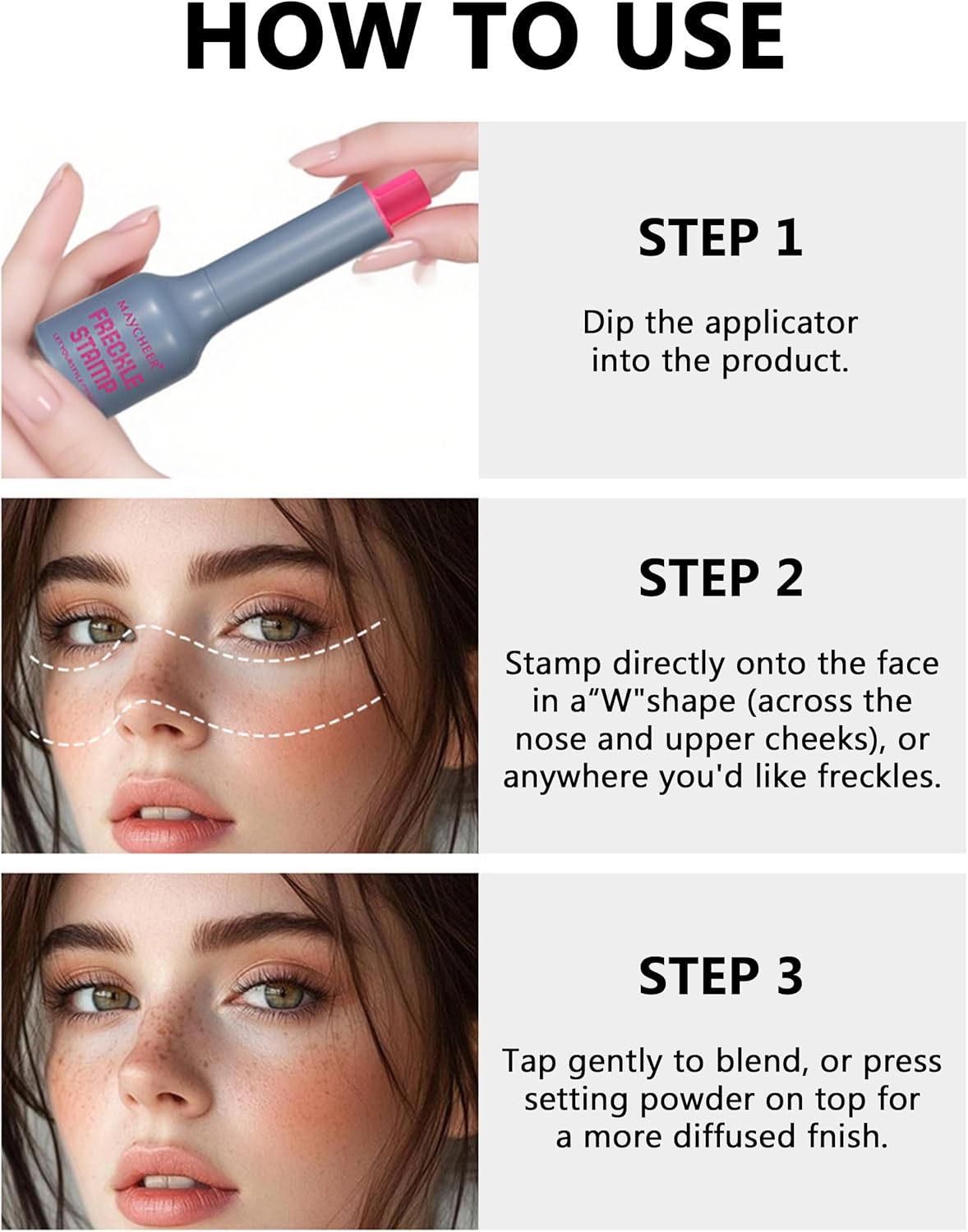 Erinde Faux Freckle Stamp, Waterproof Freckle Pen Makeup, Long Lasting Natural Fake Freckles Stamp, Lifelike Magic Freckles Pen for Face, Sweatproof Matte Makeup for Women Men 04# - 01 image number 5