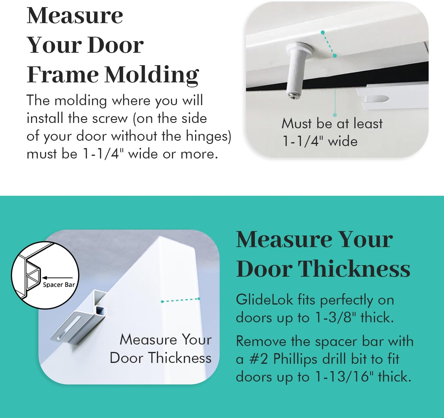 2 Pack &ndash; Glidelok Child Safety Door Top Lock | for Interior & Exterior Doors | Lock & Unlock from Both Sides | Stop Kids, Pets, Dogs & Cats from Opening Doors image number 2