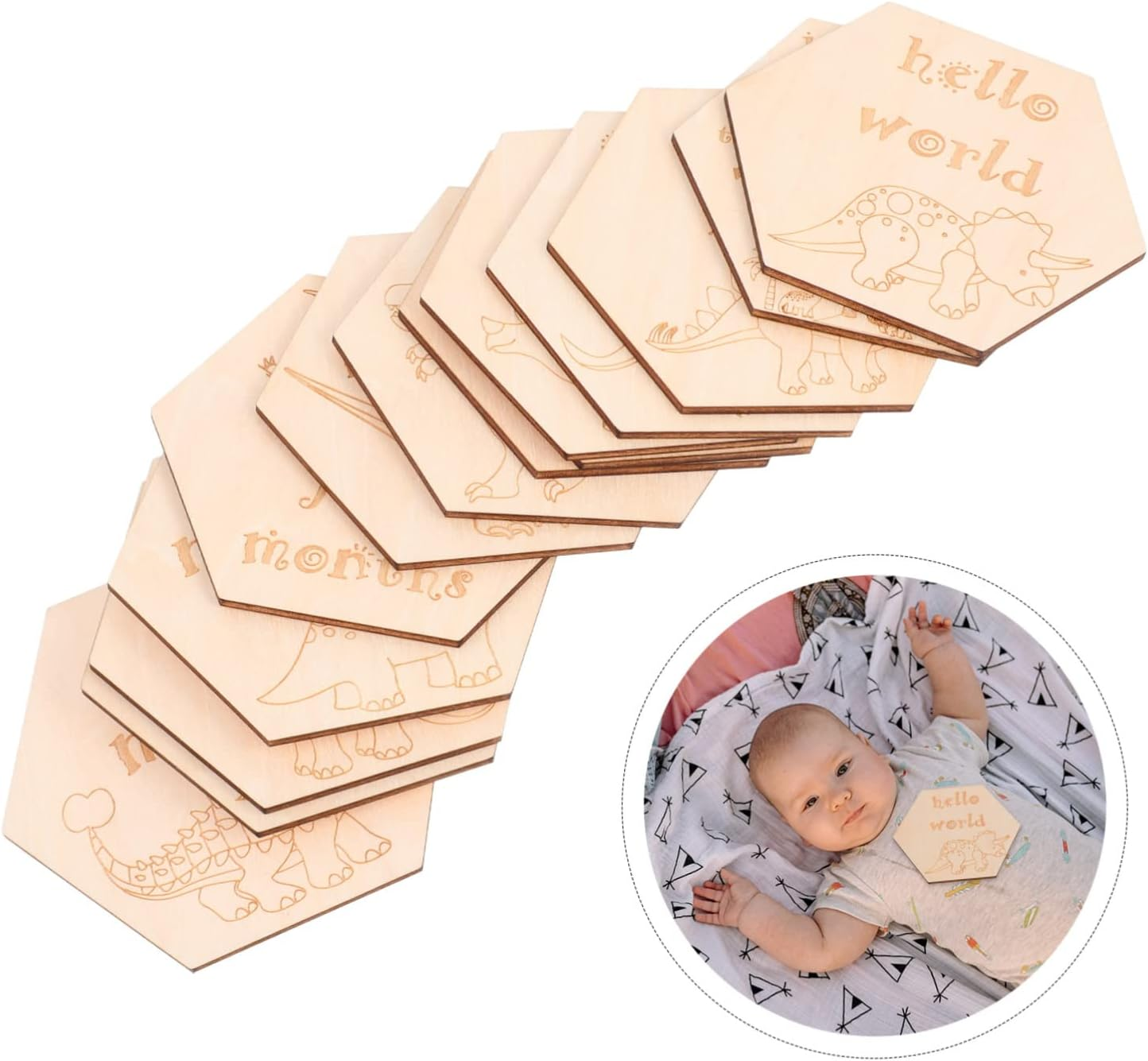 14Pcs Milestone Blocks Newborn Photography Props Monthly Growth Cards Safe Material Keepsake for First Year for Showers image number 1