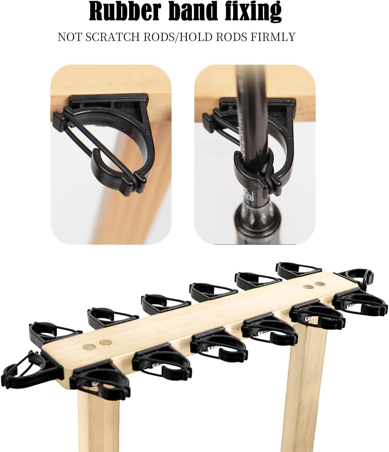 100% Wood Fishing Rod Rack | Garage Storage Solution Holds 14+ Rods & Combos | Space-Saving Floor Stand image number 1
