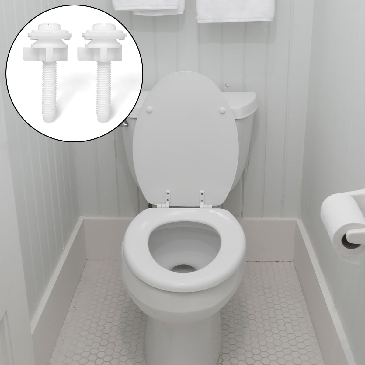 Toilet Seat Screws, 2 Pcs Universal Plastic Toilet Seat Hinge Bolts and Screws for Toilet Replacement Parts image number 5