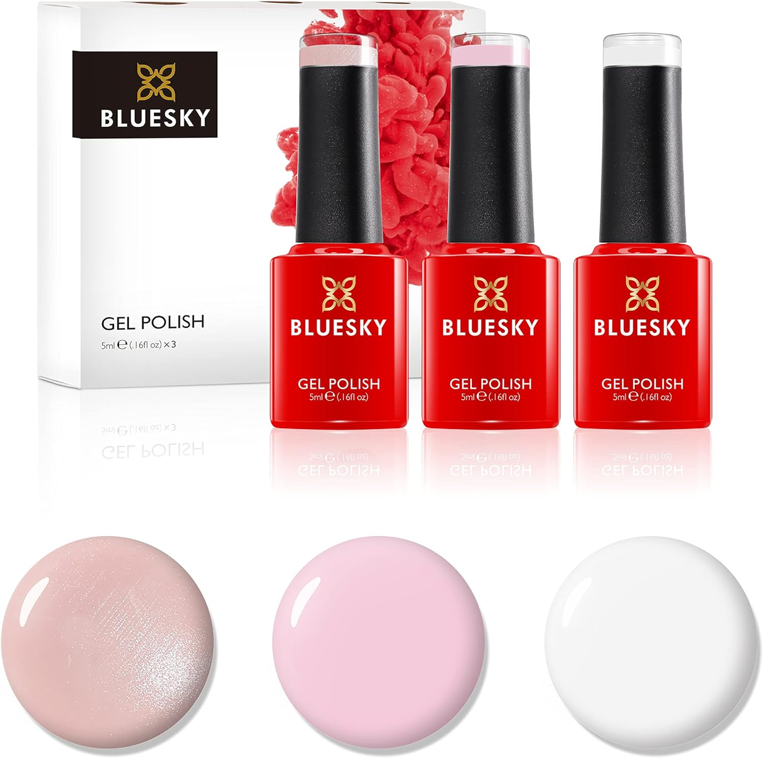 Bluesky Gel Nail Polish Set 3 X 5 Ml, Red/Orange