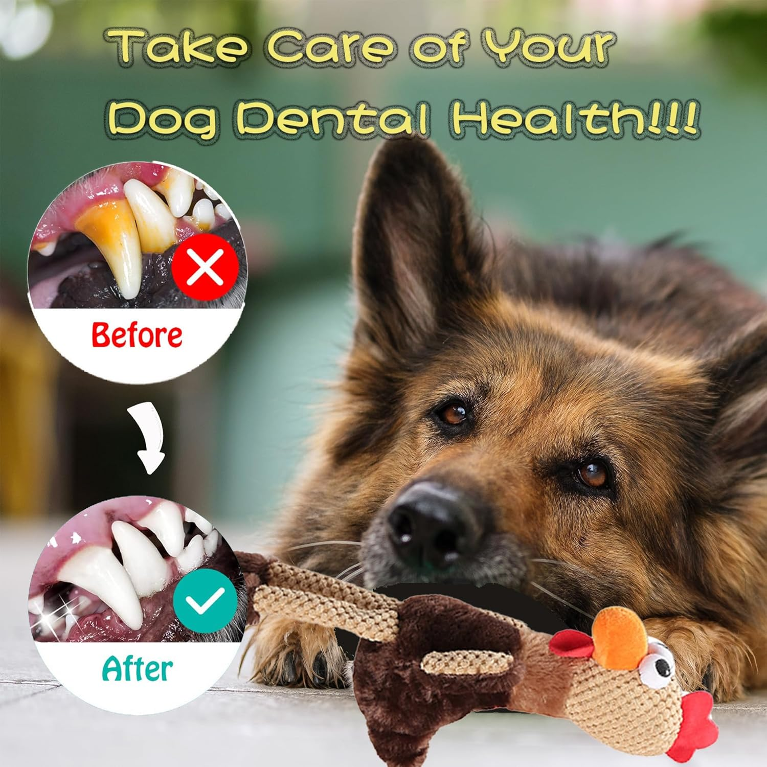 Dog Plush Toy, Squeak Toy, Turkey Dog Toys - Designed for All Dogs, Puppy Toys, Large Dogs - Keep Them Busy with Plush Dog Puzzle Toy