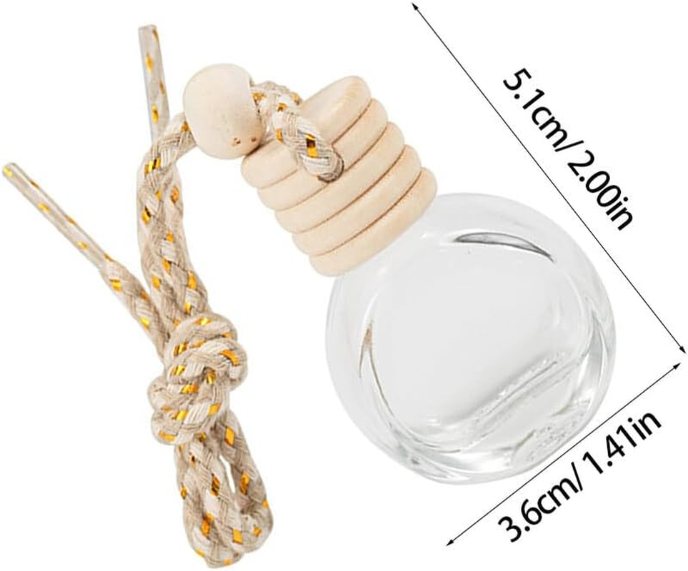 10Pcs Empty Glass Car Perfume Bottles Refillable Essential Oil Diffuser Hanging Rope Mini Air Freshener Pendant for Car Office Room 10Ml image number 5