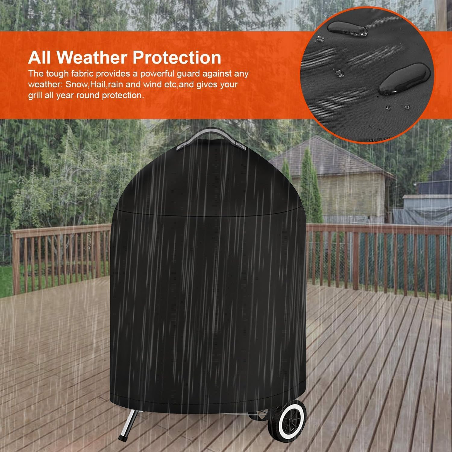 Grill Cover for Weber Barbecue with Handle, Kettle BBQ Cover for Weber 70 CM, Heavy Duty & Waterproof PU Covers for Touch Charcoal Grill, Original Kettle Grill image number 1