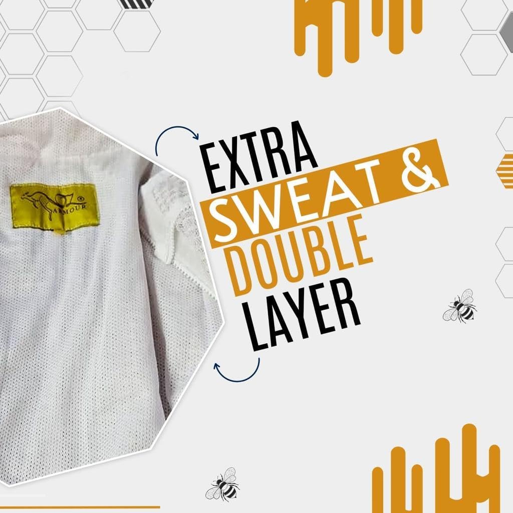 3 Layer Ventilated Beekeeping Suit with 2 Veils, Beekeeper Suit for Men & Women | Breathable Mesh Protection | Fencing & round Hat | 8 Pockets | Sting-Proof Professionally Designed (5XL) image number 6