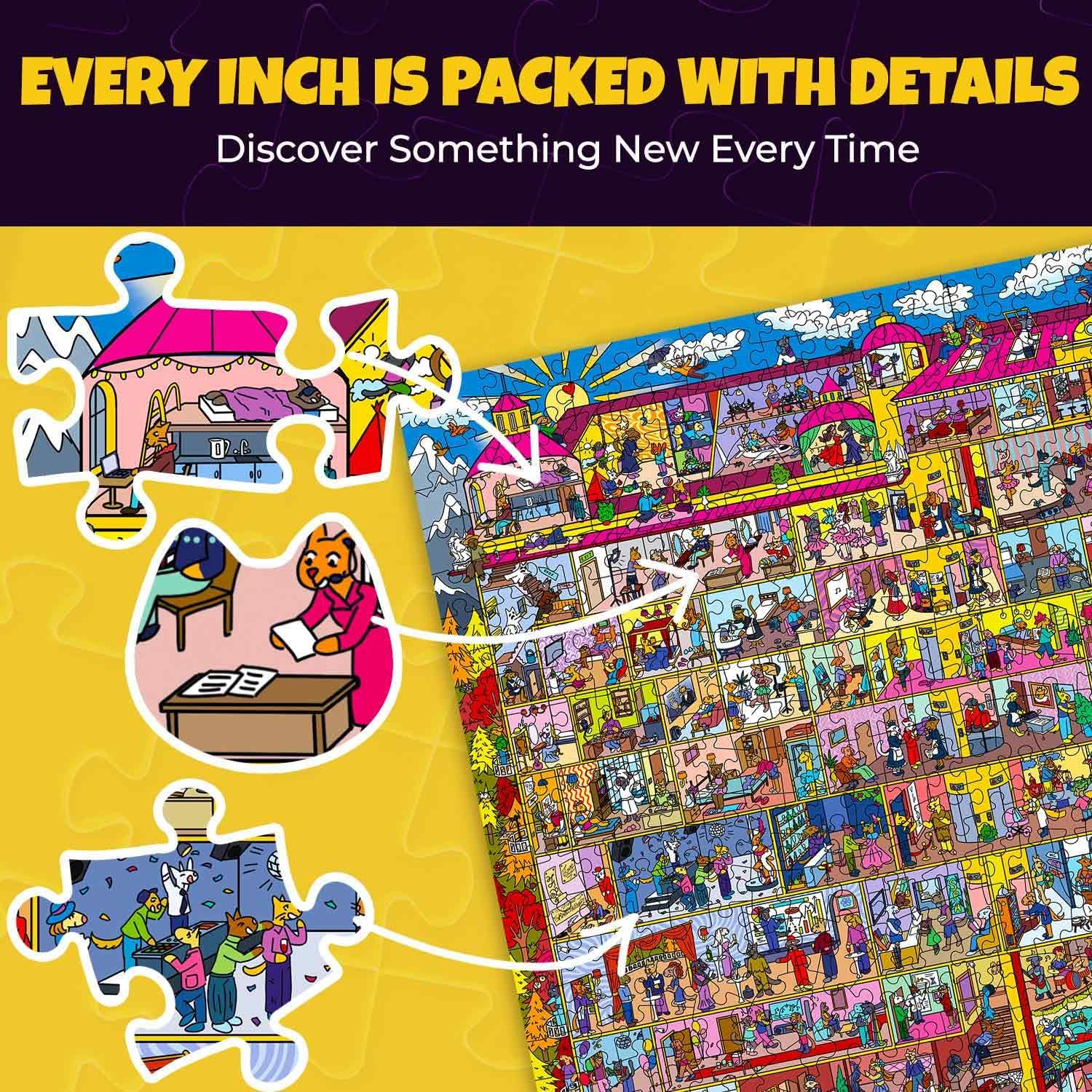 QUOKKA 1000 Piece Jigsaw Puzzle for Adults Mythories Hotel Budapets &ndash; Premium Box Packaging with Extra Fun Challenges, Perfect for Relaxation, Creativity & Gift Giving