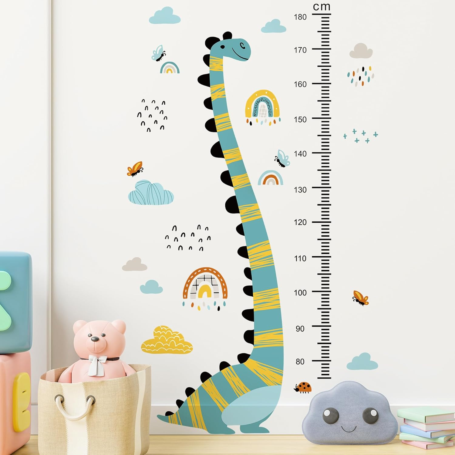 Jungle Animals Height Chart Sticker for Kids Height Measurement Growth Chart Wall Decals Cartoon Animals Giraffe Elephant Height Measurement Ruler Wall Decor for Kids Classroom Decor (Dinosaur) image number 6
